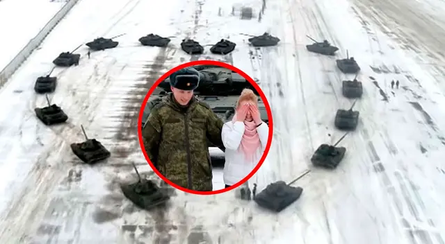 Militar ruso que construyó un corazón con 16 vehículos blindados Militar ruso que construyó un corazón con 16 vehículos blindados