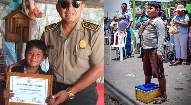 Niño patriota recibió útiles escolares de la PNP Niño patriota recibió útiles escolares de la PNP