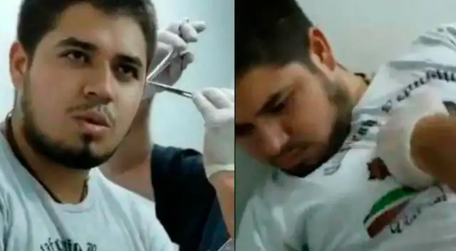 Joven se desmaya al ponerse un piercing Joven se desmaya al ponerse un piercing