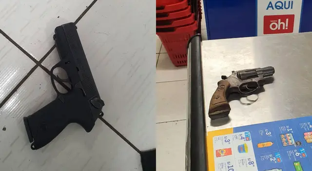 Armas de fuego que estaban siendo utilizadas para asaltar a sus víctimas. Armas de fuego que estaban siendo utilizadas para asaltar a sus víctimas.