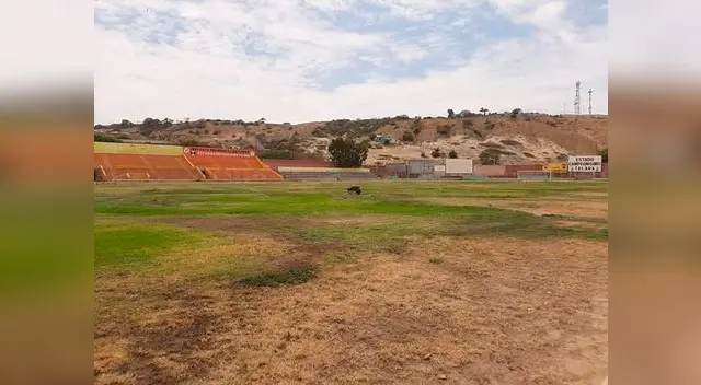 Es foto es elocuente el mal estado del gramado del estadio Campeonísimo
