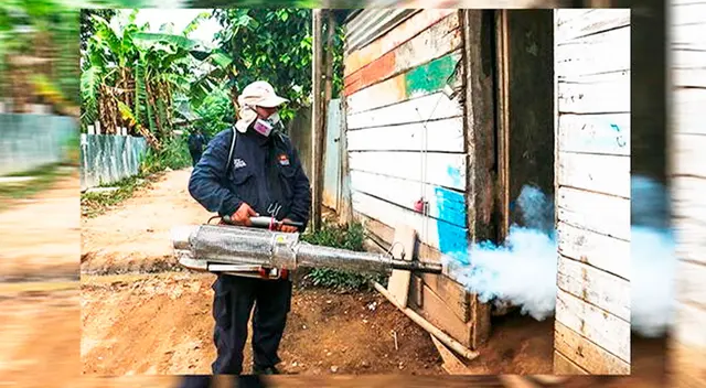 Especialista fumigando una vivienda.
