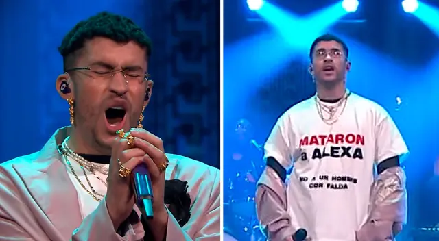 Bad Bunny impresionó por usar un outfit de protesta en un programa estadounidense que era transmitido en vivo. Bad Bunny impresionó por usar un outfit de protesta en un programa estadounidense que era transmitido en vivo.