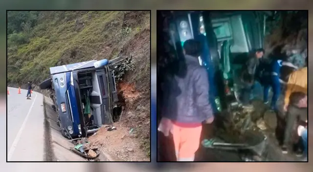 Bus siniestrado en carretera Fernando Belaunde Terry