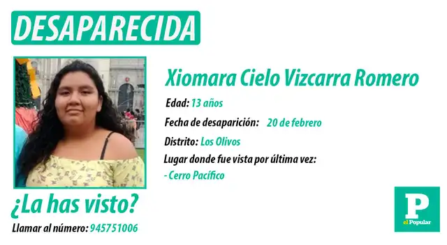 Menor de edad desaparecida.