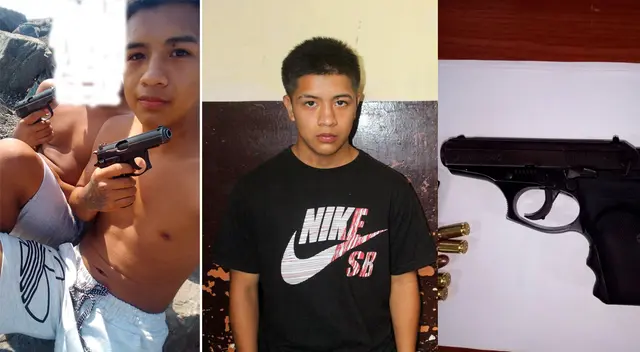 El detenido posa con un arma