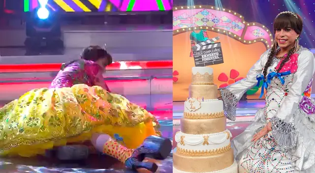 Ernesto Pimentel sufre caída en su programa.