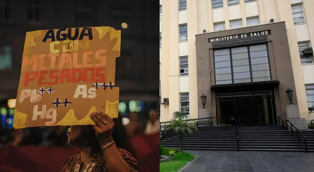 Familias de los niños con plomo en Cerro de Pasco protestas en los exteriores del Minsa.
