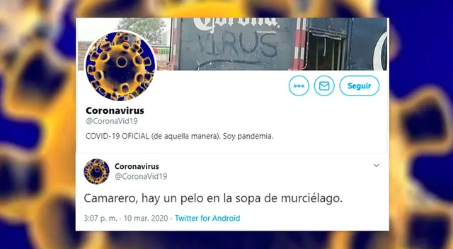 La cuenta de Twitter del coronavirus ya tiene 594,5 mil seguidores.