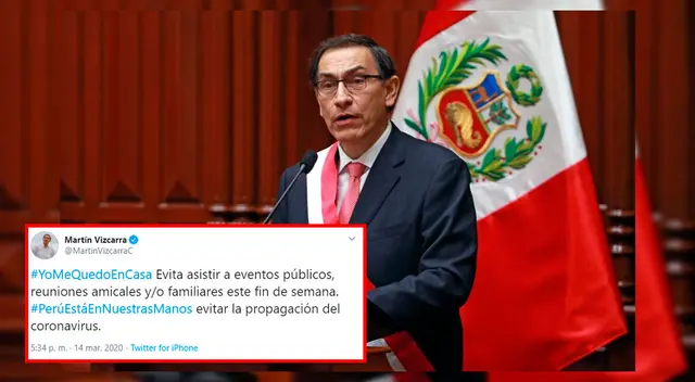 El mandatario utilizó el hashtag #YoMeQuedoEnCasa y #PerúEstáEnNuestrasManos
