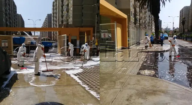 Ministerio de Salud desinfectó condominio de Leonard León. Ministerio de Salud desinfectó condominio de Leonard León.