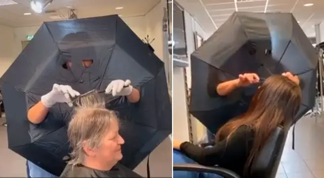 Peluquera tuvo una gran idea evitar acercarse a sus clientes Peluquera tuvo una gran idea evitar acercarse a sus clientes