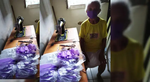 La octogenaria regala las mascarillas a personas de bajos recursos de su localidad.
