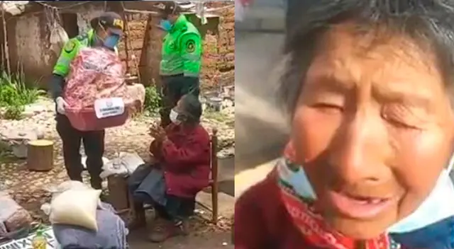 Abuelita recibe donaciones de la PNP de Acostambo Abuelita recibe donaciones de la PNP de Acostambo