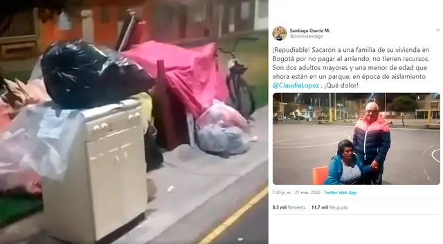 Las cosas de la pareja de ancianos y su nieta fueron puestas en la calle. Las cosas de la pareja de ancianos y su nieta fueron puestas en la calle.