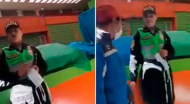 Tenso debate se produjo porque la policía no utilizó mascarilla.
