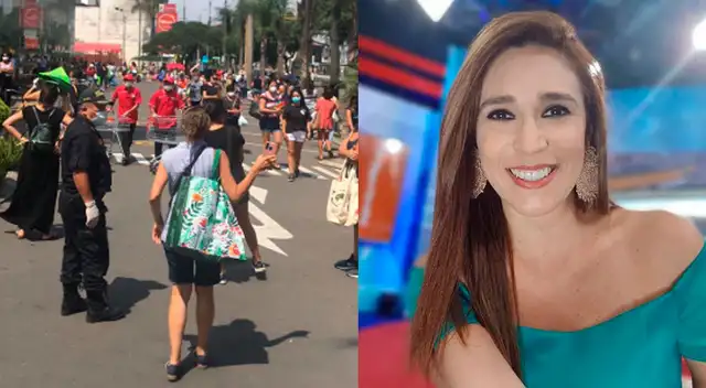 En las imágenes mostradas por Verónica Linares se muestra que un solo policía se encuentra en la zona.