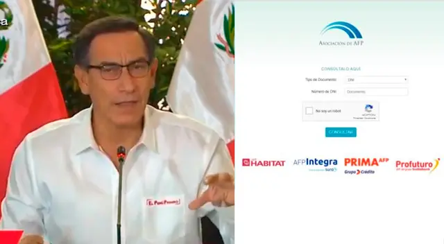 Un retiro parcial del fondo de pensiones privado “no va a apoyar a los que realmente son vulnerables”, indicó Vizcarra. Un retiro parcial del fondo de pensiones privado “no va a apoyar a los que realmente son vulnerables”, indicó Vizcarra.