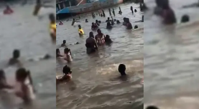 Las personas entraron al mar desacatando el decreto de aislamiento social. Las personas entraron al mar desacatando el decreto de aislamiento social.