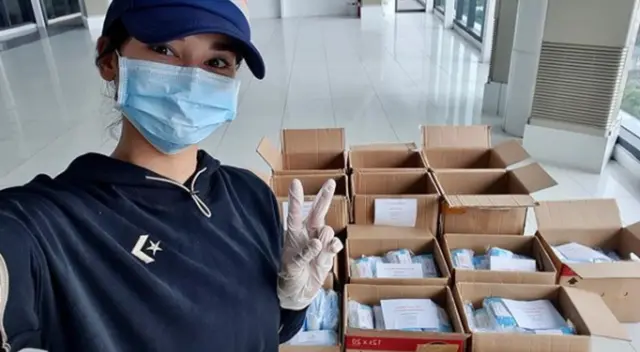 Pia Wurtzbach donó miles de estos implementos de salud a más de 15 hospitales para su lucha contra el coronavirus.