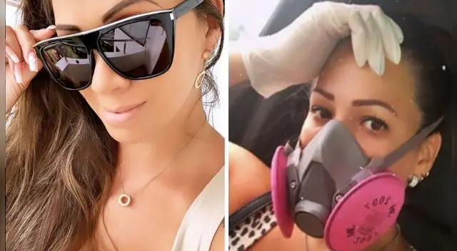 Melissa Klug promociona mascarillas de protección ante el coronavirus.