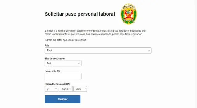 Desde la página de la PNP podrás sacar tu pase personal  de tránsito.