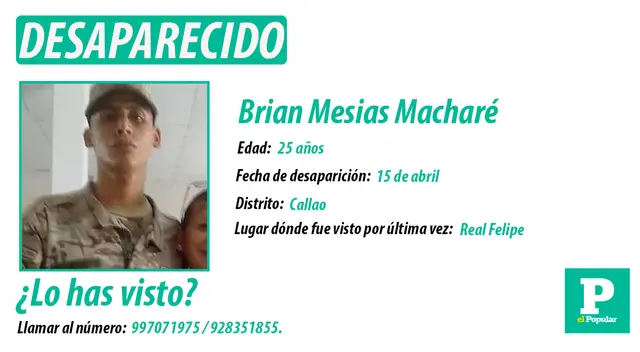 Familia busca a joven militar.