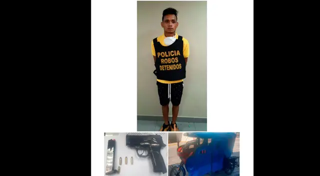 El detenido y el arma incautada