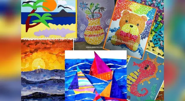 Los los niños pueden entretenerse realizando collage con ayuda de su familia durante la cuarentena.