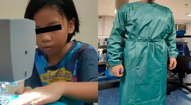 La menor utiliza su tiempo durante la cuarentena para coser batas especiales.