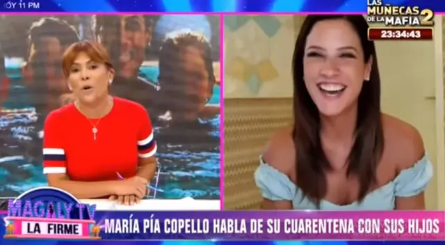 María Pía Copello le contó a Magaly Medina que ha pasado días complicados pero se mantiene feliz por tener a sus hijos a su lado. María Pía Copello le contó a Magaly Medina que ha pasado días complicados pero se mantiene feliz por tener a sus hijos a su lado.