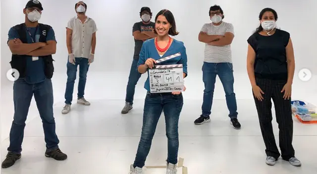 Patricia Barreto en set de grabación. Patricia Barreto en set de grabación.