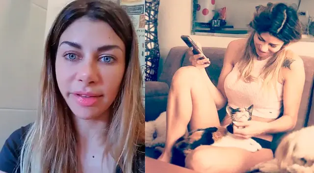 Xoana González apenada por la salud de su gatita.