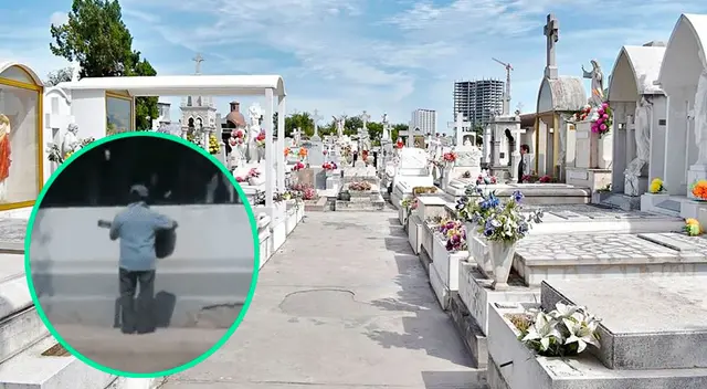 El hombre dio una serenata frente al cementerio.