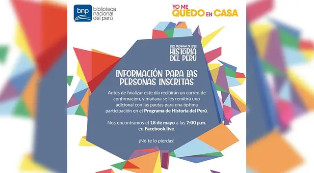 Biblioteca Nacional del Perú lanza programa sobre historia del Perú.