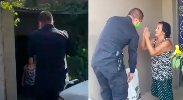 PNP entrega viveres a madre de familia. PNP entrega viveres a madre de familia.