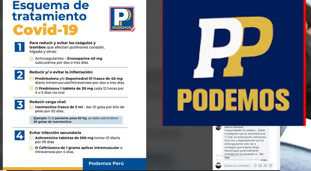 Podemos Perú es tildado de irresponsable por usuarios de facebook por receta contra el coronavirus