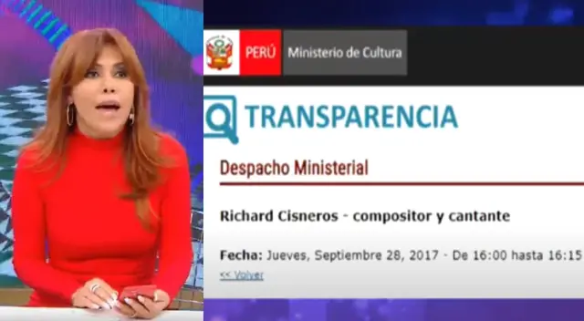 Magaly Medina continúa poniendo al descubierto más información sobre la relación de Richard Swing y el Ministerio de Cultura.
