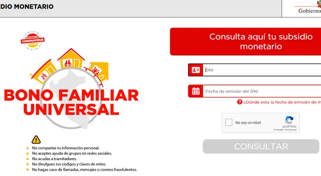 Bono Familiar Universal: portal de ingreso. Bono Familiar Universal: portal de ingreso.
