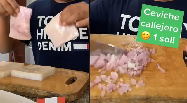 Singular preparación de ceviche es la sensación en redes sociales.
