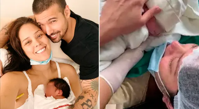 Karen Schwarz emocionada por tener en sus brazos a su bebé. Karen Schwarz emocionada por tener en sus brazos a su bebé.