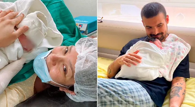 Karen Schwarz emocionada por tener en sus brazos a su bebé. Karen Schwarz emocionada por tener en sus brazos a su bebé.