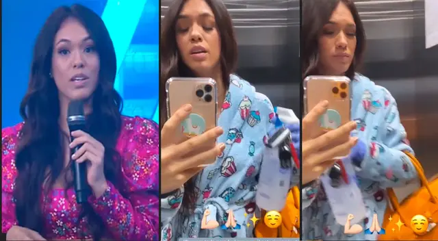 Jazmín Pinedo muestra sus medidas de seguridad.