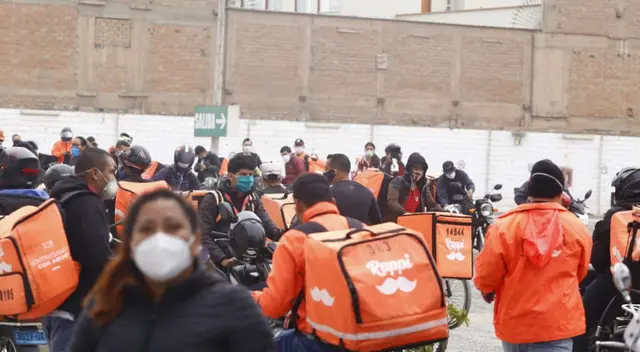 Aglomeración de motorizados Rappi.
