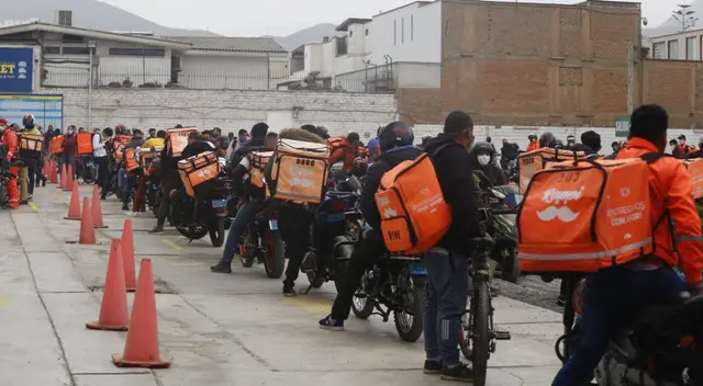Aglomeración de motorizados Rappi.