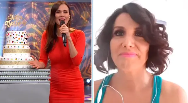 Patricia Portocarrero se sorprende en su cumpleaños.