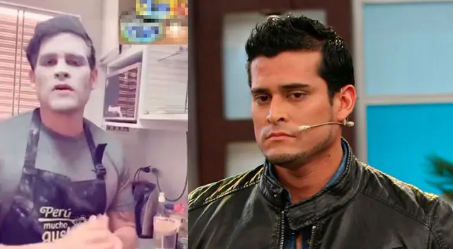 Christian Domínguez lleno de harina. Christian Domínguez lleno de harina.