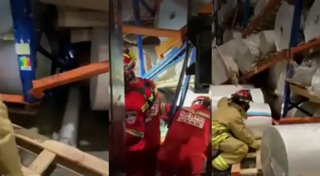 Joven queda sepultado por rollos de plástico en Chorrillos.