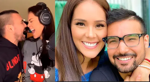 Karen Schwarz y Ezio Oliva cantan juntos.