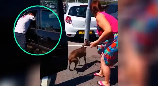 Hombre rescata a perro que estaba encerrado dentro de un auto Hombre rescata a perro que estaba encerrado dentro de un auto